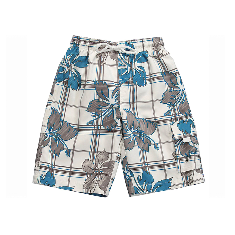 Boardies | White & Blue Hawaiian Print